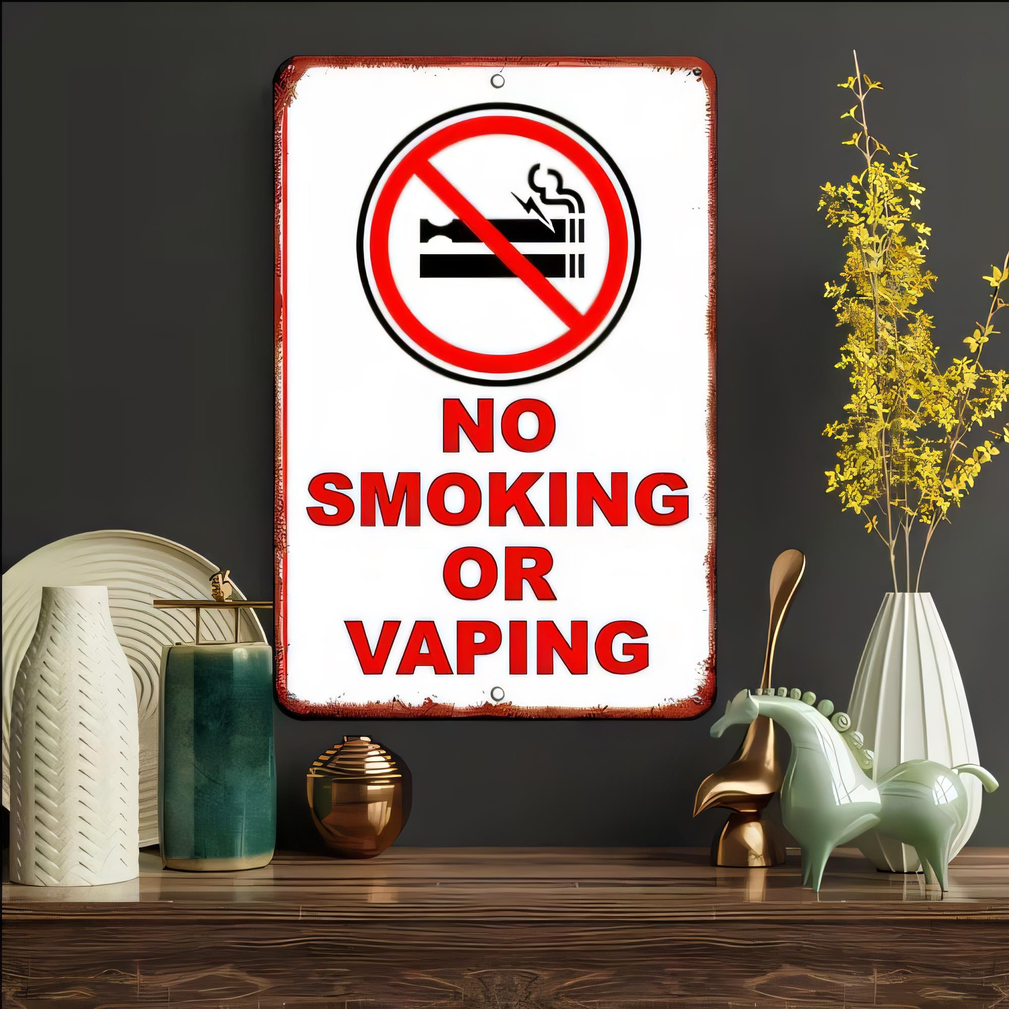 Vape Decoration - Plaque en métal vintage « Interdiction