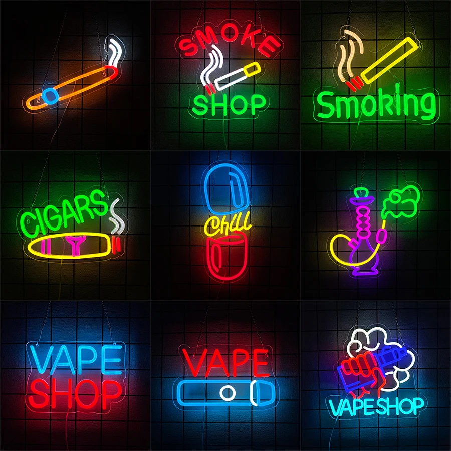 Vaping Shop - Enseigne au néon pour narguilé, pour