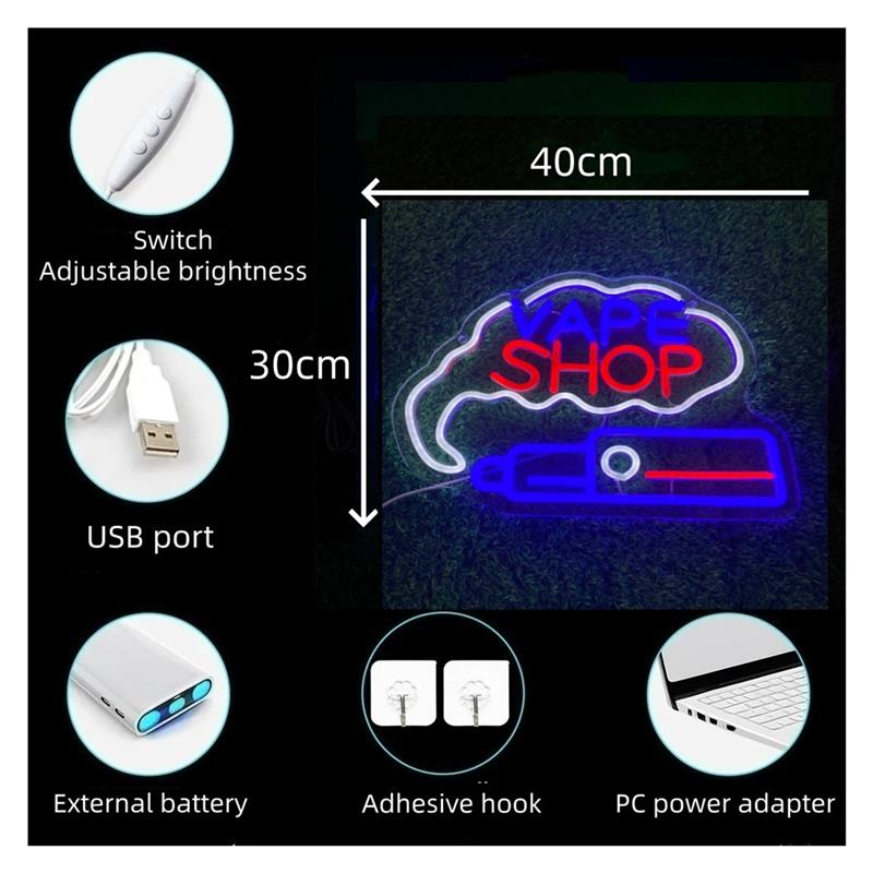 Enseigne néon LED USB à intens - Vaping Shop avis et prix