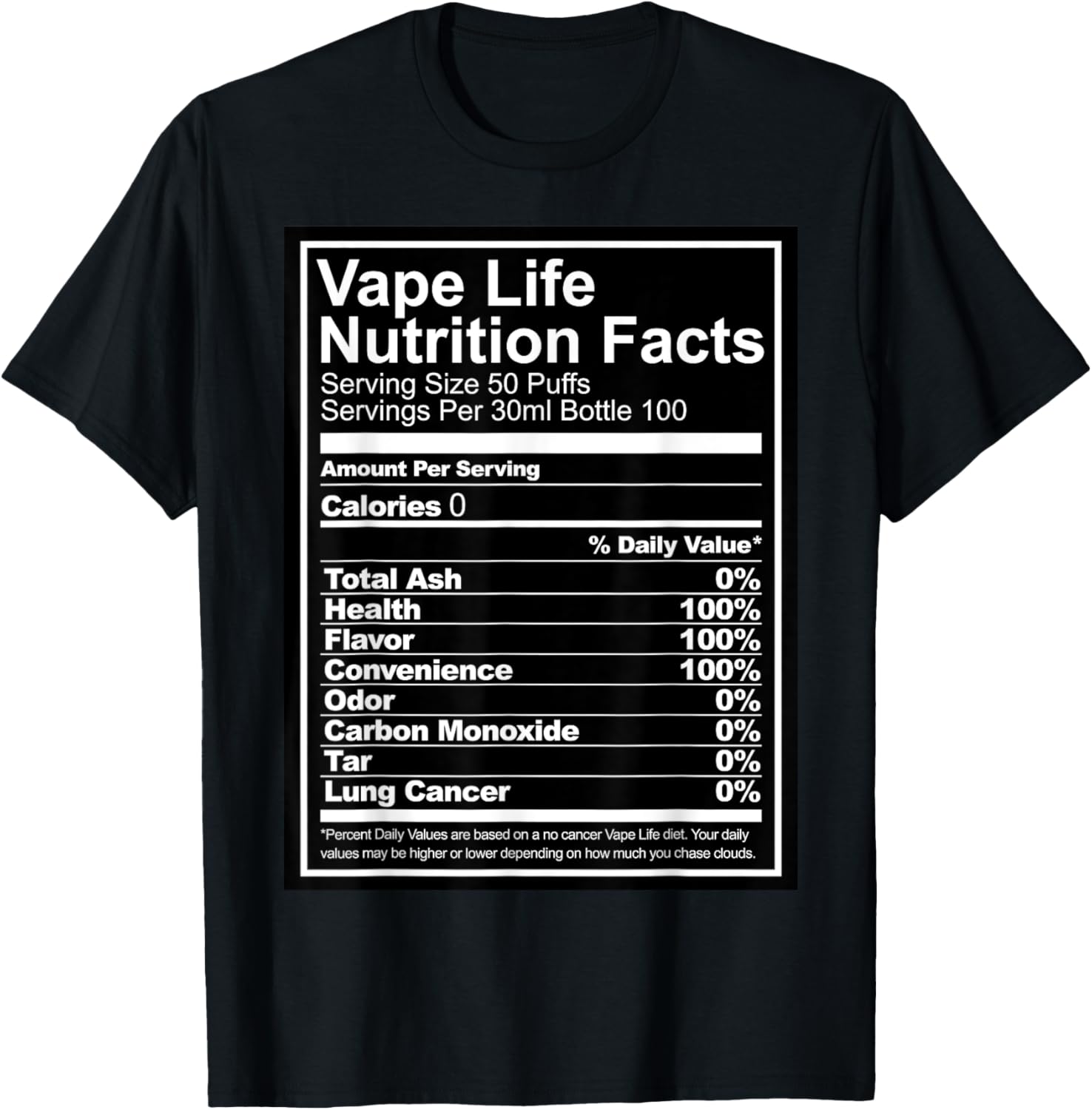 Vape Life Nutrition Facts T-Sh - Vaping Shop avis et prix