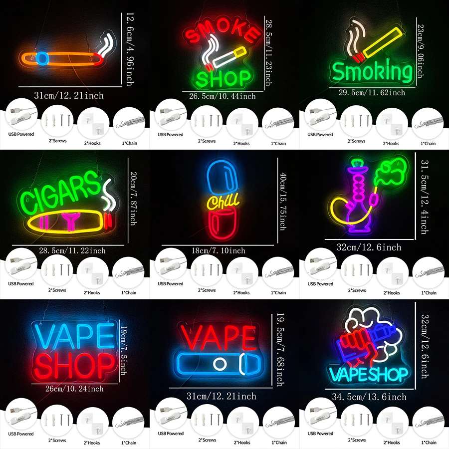 Enseigne au néon pour narguilé - Vaping Shop avis et prix